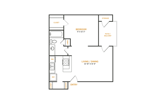 the floor plan for a two bedroom apartment at The  Kace