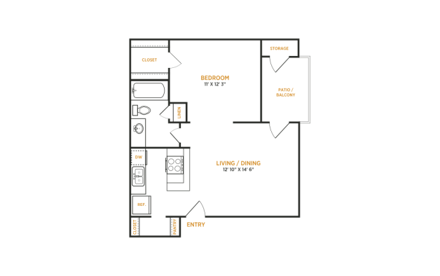 the floor plan for a two bedroom apartment at The  Kace