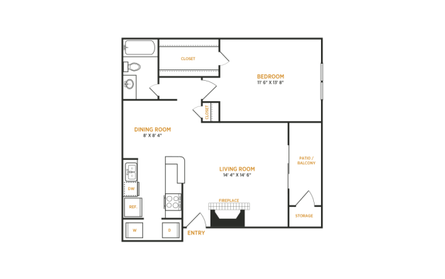 the floor plan for a two bedroom apartment at The  Kace