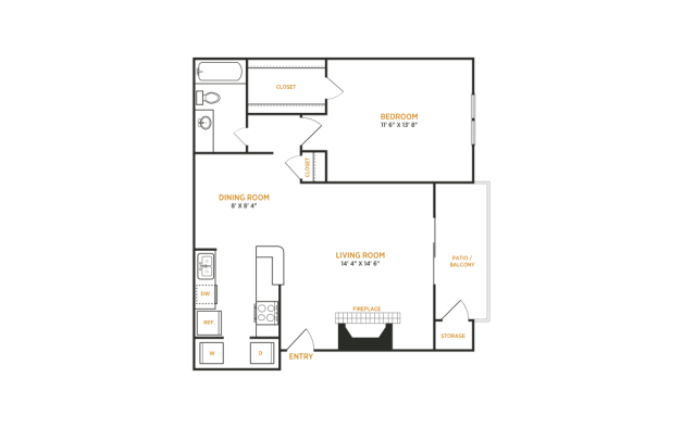 the floor plan for a two bedroom apartment at The  Kace