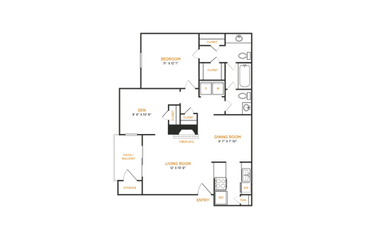 the floor plan for a two bedroom apartment at The  Kace