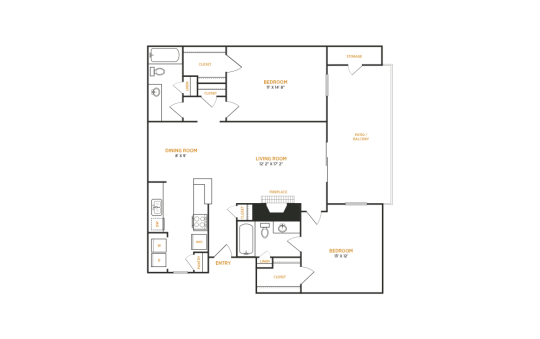 the floor plan for a two bedroom apartment at The  Kace