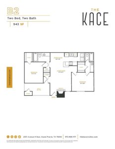 The Kace Floor Plan 2 Bed 2 Bth 2 Bed 2 Bath 943 sqft